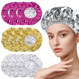 Pack of 9 Hair Caps, Aluminium Foil Shower Caps, Reusable Heat Cap for Hair, Hair Cap Shower, Hot Head Cap, Deep Care