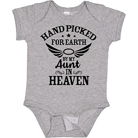 inktastic Handpicked for Earth By My Aunt in Heaven with Angel Wings Baby Bodysuit Newborn 0060 Heather Grey 3726b