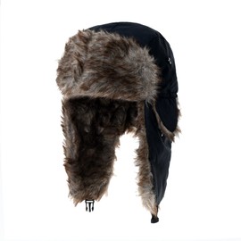 WITHMOONS Russian Ushanka Cap Winter Trapper Ear Flap Hats YZT0092 (Black)
