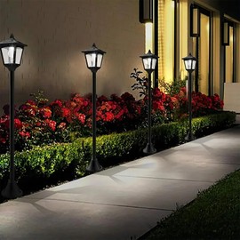 Solar Lamp Post Light Outdoor, Fast Charging Weather Resistant Solar Post Lights, Durable Auto On/Off Decorative Street Light Pole,for Driveway Patio Garden Pathway(2 Pack)