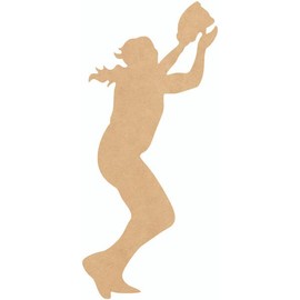 Wooden Softball Player Catching 5" Cutout, Unfinished 1/4" MDF Sports DIY
