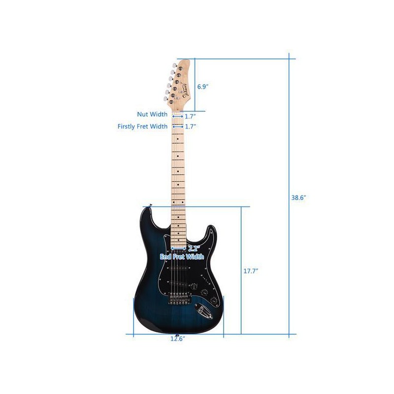 Glarry GST Stylish Electric Guitar Kit with Black Pickguard Dark