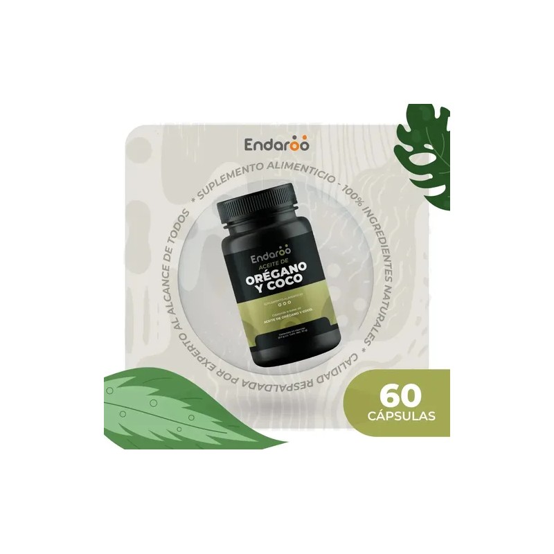 Aceite Coco Orégano Endaroo Vegano Sin Rellenos Sin Sabor
