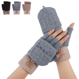 Creaher Fingerless Gloves for Womens Winter Warm Gloves, Touchscreen Half Finger Gloves Ladies Winter Gloves, Warm Mitten, Flap Winter Knit Themral Gloves for Women Working Typing Writing Running