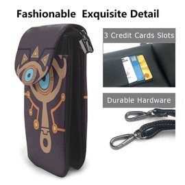 JMI The Legend of Zelda Smartphone Pouch, Genuine Leather, Shoulder Bag, Thin, Women's, Men's, Mini Pouch, Popular, Wallet, Crossbody Bag, Height 7.5 x Width 4.9 x Thickness 1.6 inches (19 x 12.5 x 4