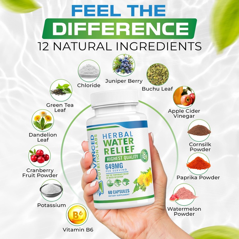 Herbal Water Relief Diuretic Water Pills for Water Retention, Bloating,