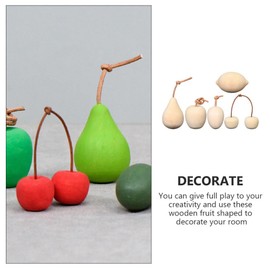 SEWACC 5pcs Unfinished Wooden Fruits, 3D Christmas Wooden Fruit Ornaments Fruit Shape Art Crafts Xmas Tree Hanging Ornament for Thanksgiving Christmas Party Decor