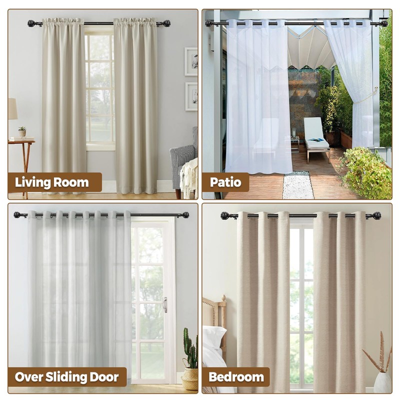 KAMANINA Curtain Rods for Windows 48 to 84 Inch, Black
