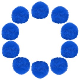 sourcing map 5cm Faux Fur Pom Pom Balls, 10 Pcs Sapphire Blue Fluffy Soft Faux Fur Pom Poms for Hats with Elastic Loop for DIY Knitting Hats Keychain Scarves Gloves Bags Shoes Accessories