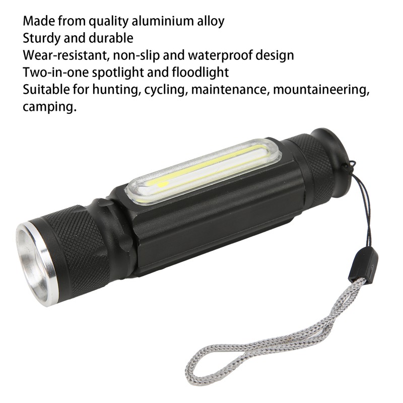 Flashlight Rechargeable Portable Aluminium Waterproof Nonslip Wearproof Pocket Flashlight