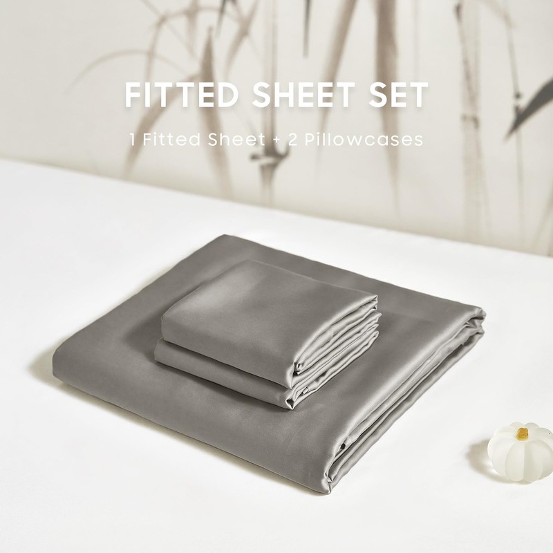 Wake In Cloud - 100% Bamboo Fitted Sheet Set, 3