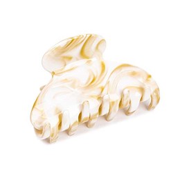 Prettyou Handmade Celluloid Acetate French Design Barrettes Tortoise Shell Claws Hair Claw Luxury Fashion Accessories Hair Clip for Women (White)