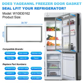 Upgarded W10830162 Refrigerator French Door Gasket Compatible with Whirlpool Jenn Air Maytag Kitchen Aid Kenmore Freezer Door Gasket Seal Part Replaces 12723206AP W10179332 W10179332N W10199876