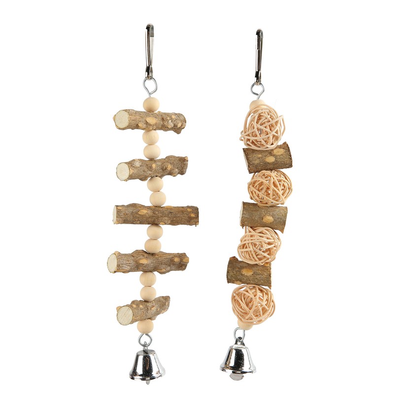 Bird Chewing Toys Hanging Natural Wood Parrot Swing Chewing Toys