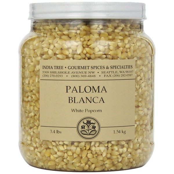 India Tree Paloma Blanca (White) PopCorn, 3.4 lb (Pack of