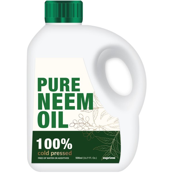Zuprime - Aceite de neem puro para plantas, aceite de neem orgánico para plantas, aceite de neem 100% prensado en frío, esmalte de hojas de concentrado de aceite de neem totalmente natural para plantas, aceite de neem puro (17 onzas)