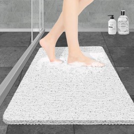 Joyhalo Shower Mats for Showers Anti Slip for Elderly, 32'' x 24'' Non Slip Bath Mat for Inside Shower, Bath Tub Mats for Bathroom Non Slip for Shower, PVC Loofah Bathroom Mats, White
