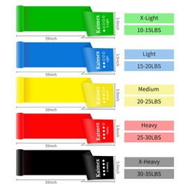 Kaimex Resistance Bands Exercise Bands Workout Bands Elastic Bands Stretch Bands Physical Therapy Tension Bands Fitness for Women Working Out Yoga 5 Pack
