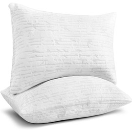 Clara Clark Pillow for Sleeping, Bed Pillow Queen, Adjustable Memory Foam Pillow with Washable Case, Firm Shredded Memory Foam, Set of 4