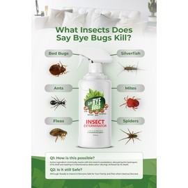 Say Bye Bugs Insect Exterminator - a Non-Toxic, Kill on Contact Bug Spray hat Doesn't Stain & is Odor Free. Kills Fleas, Ants, Mites, Silverfish, and Other Home Insects. Shake & Spray (6X 16oz)