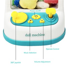 Claw Machine, Mini Candy Grabber Machine, Arcade Game with Music and Lighting, Vending Machine with 12 Dolls 13 Twisted Eggs 2 Tumbler Toys for Girls Boys