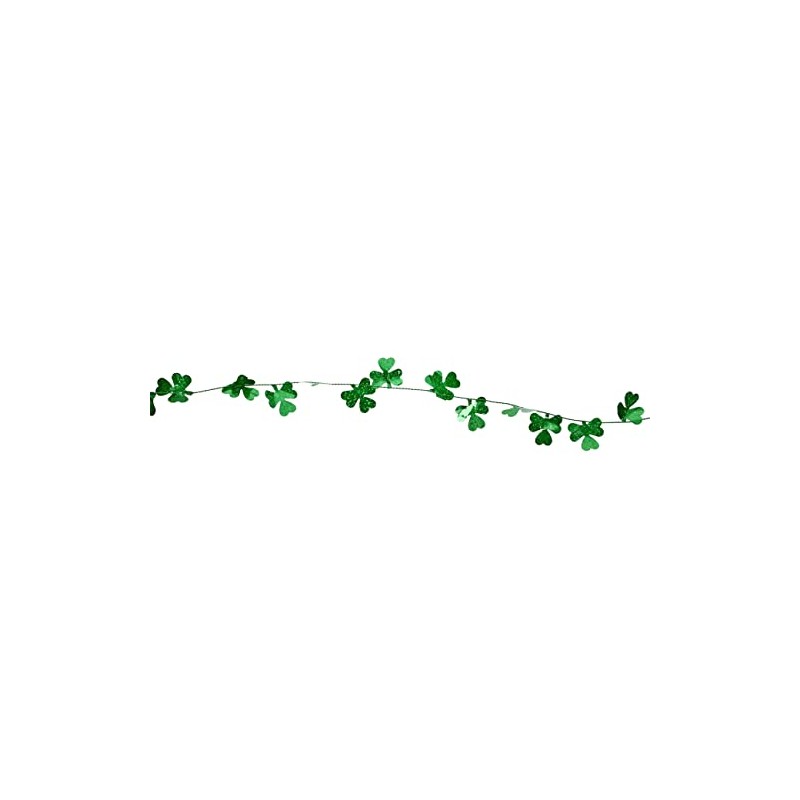 St. Patrick's Day Shimmering Shiny Green Shamrock Tinsel Wire Garland