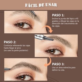 Lápiz de Cejas Microblading 3D (Paquete de 2) (2 Pcs negro) Pluma con 4 puntas para cejas, impermeable, trazo fino perfecto para contornos y un aspecto cejas totalmente natural
