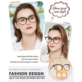MARE AZZURO Large Reading Glasses 1.25+ Women Large Cat Eye Readers 1.00 1.25 1.50 1.75 2.00 2.25 2.50 2.75 3.00 3.50 4.00 5.00 6.00 (Leopard, 125)