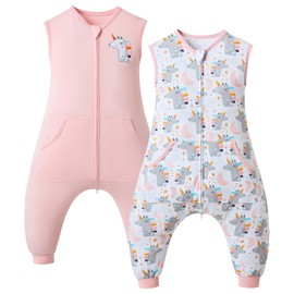 WONDAY Toddler Sleep Sack with Legs,Toddler Sleep Sacks,0.5T Sleeveless Baby Sleep Bag Wearable Blanket,with Feet(12M-2T)