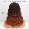 Nnzes Ombre Auburn Wig with Bangs for Women Shoulder Length