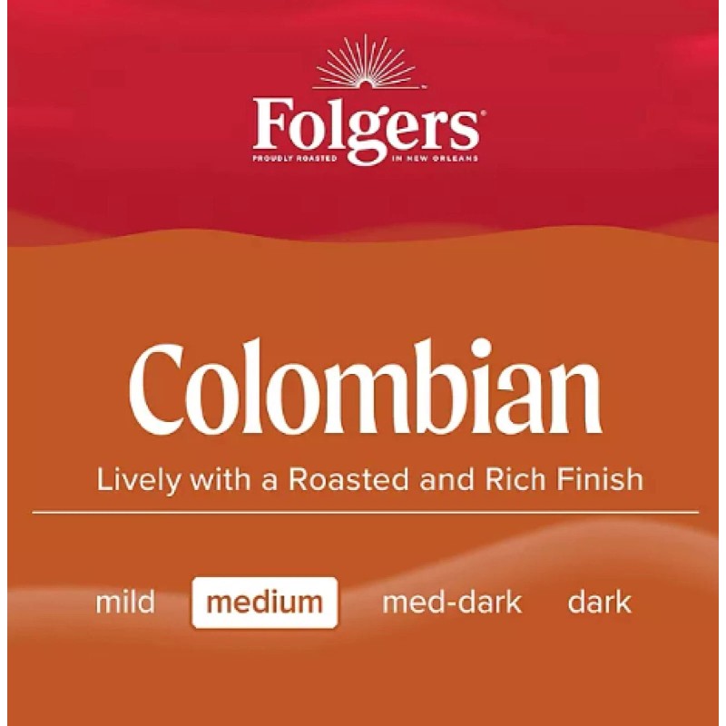 Folgers Medium Roast K-Cup Coffee Pods, 100% Colombian, 100 ct.