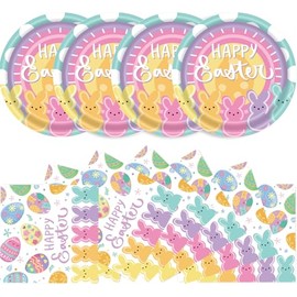 Easter Party Decorative Paper Plate Napkins,Spring Party Happy Easter Bunny Rabbit Egg Disposable Tableware Decorations for Home Kids