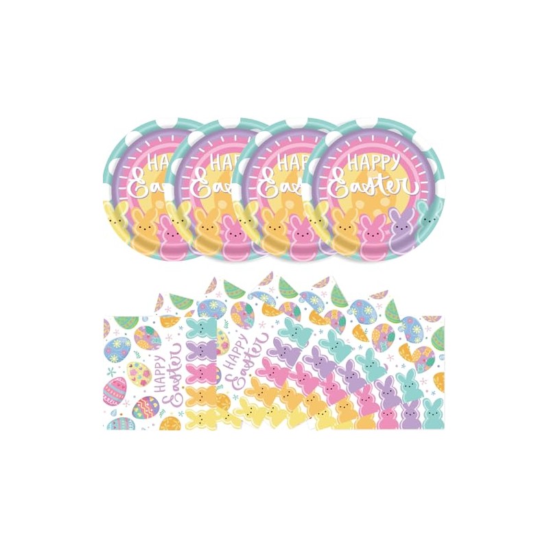 Easter Party Decorative Paper Plate Napkins,Spring Party Happy Easter Bunny