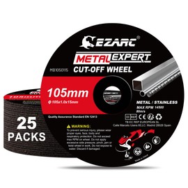 EZARC Disc Grinder Cutting Wheel for Ironworking, Grinder Blades, 25 Pieces, 4.1 x 0.06 x 0.6 inches (105 x 1 x 15 mm)