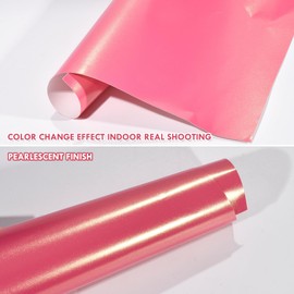 AuMoHall Bright Pink to Charming Diamond Gold Metallic Chameleon Vinyl Wrap Pearlescent Pink Color Change DIY Vehicle Vinyl Film, 59.84" x 19.68"