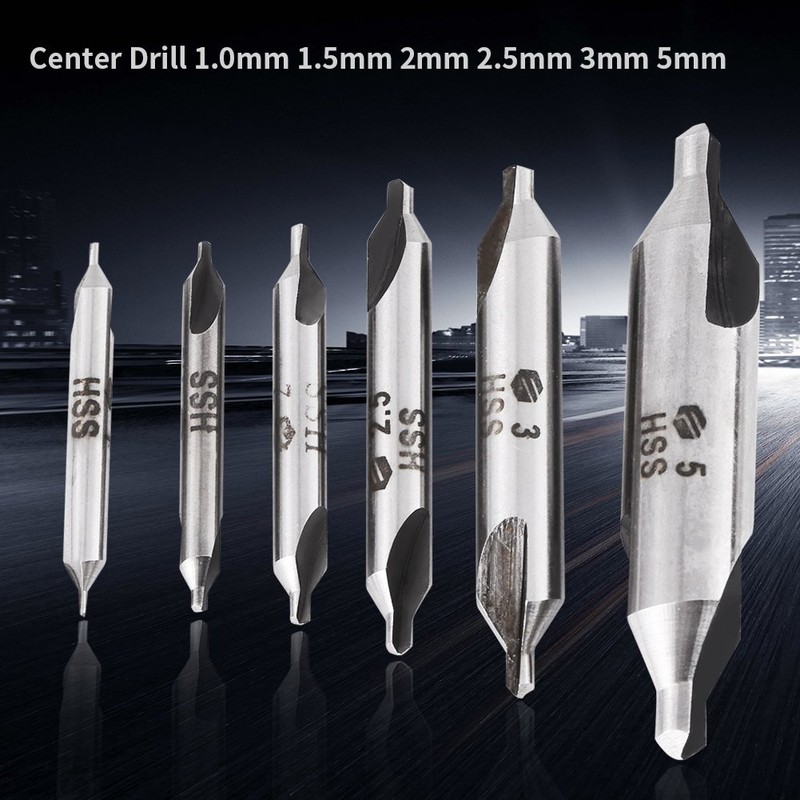 Pilot Drill Set, HSS Center Drill, 6 Pieces High Speed