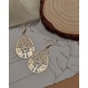Teppdfann Gold Plated Rose Flower Filigree Teardrop Dangle Earrings Vintage
