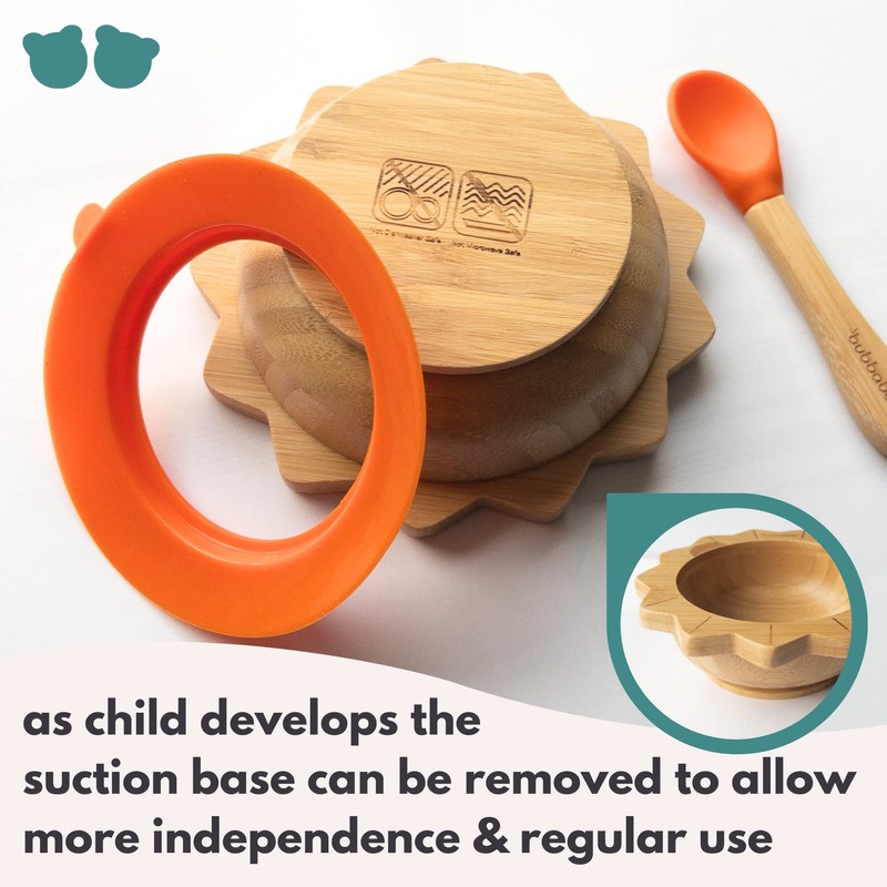 Bubbaboo Bamboo Baby Bowl and Spoon Set Baby Suction Bowl