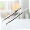 Healeved 2Pcs Steel Tweezers Set Non-Slip Elbow Tweezers for Jewelry