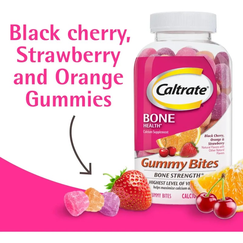 Calcio Gomitas Caltrate Gummy Bites 50 Piezas Sin Gluten Con