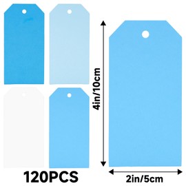 jijAcraft 4 Colors Gift Tags: 120PCS Blue Paper Tags 5x10CM Blank Labels with String Favour Labels for Gift Wrapping DIY Crafts Clothing Wedding Birthday Party