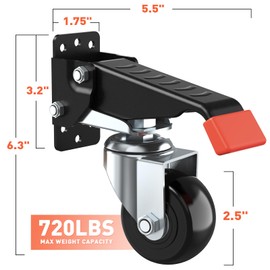 SPACEKEEPER SPACEKEEPER Workbench Casters kit 720 Lbs Retractable Casters Heavy Duty Bench Caster Wheels Side Mounted Retractable Workbench Wheels Designed for Workbenches Machinery & Tables, 4 Pack
