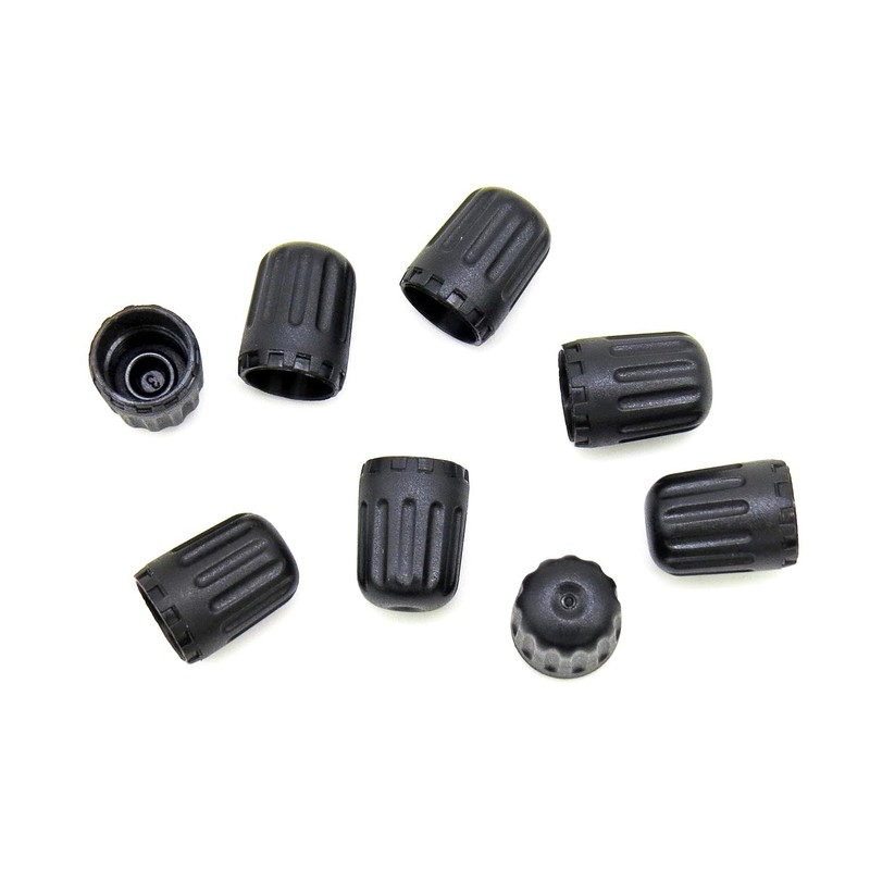 Black TPMS Plastic Tire Valve Stem Caps with Gasket Universal