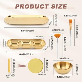 Juego de 23 suministros de estética para tratamientos faciales: 3 tazones dorados para mezclar, bandeja para servir con 3 compartimentos, 3 cepillos f