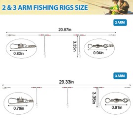 Fishing Leaders Wire Rigs Saltwater, 12pcs/24pcs Stainless Steel Wire Leader 2-3 Arms Fishing Rigs with Swivel Snap Beads for Lures Bait Hook Connector Tackle