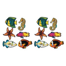 Beistle Fish Cutouts 12 Piece, 14.25" - 16.75", Multicolor