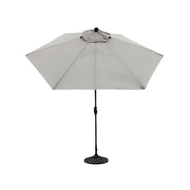 Four Seasons Courtyard 9 Foot Palermo Market Patio Umbrella Round Outdoor Backyard Shaded Canopy with Push Button Tilt and Aluminum Pole, Gray