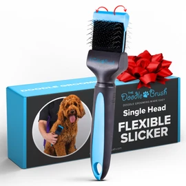 The Doodle Brush Slicker Brush for Dogs, Single Head Flexible Head Slicker for Dogs, Poodle, Labradoodle, Sheepadoodle, Tangle-Free Grooming, Healthy & Shiny Coat, Holiday Pet Christmas Gifts