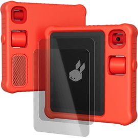 WOFOLiFE Designed for Rabbit R1 Case and 2 Screen Protectors, Silicone Shockproof Protective Case with Cushioning Airbags and Lanyard Hole, Premium HD Screen Protector, 360° Protection, Orange