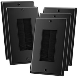 LEENUE Brush Wall Plate, 5 Pack Single Gang Wall Plate Cable Pass Through for Low Voltage Wires, Cord Hider for Wall Mount TV, Black